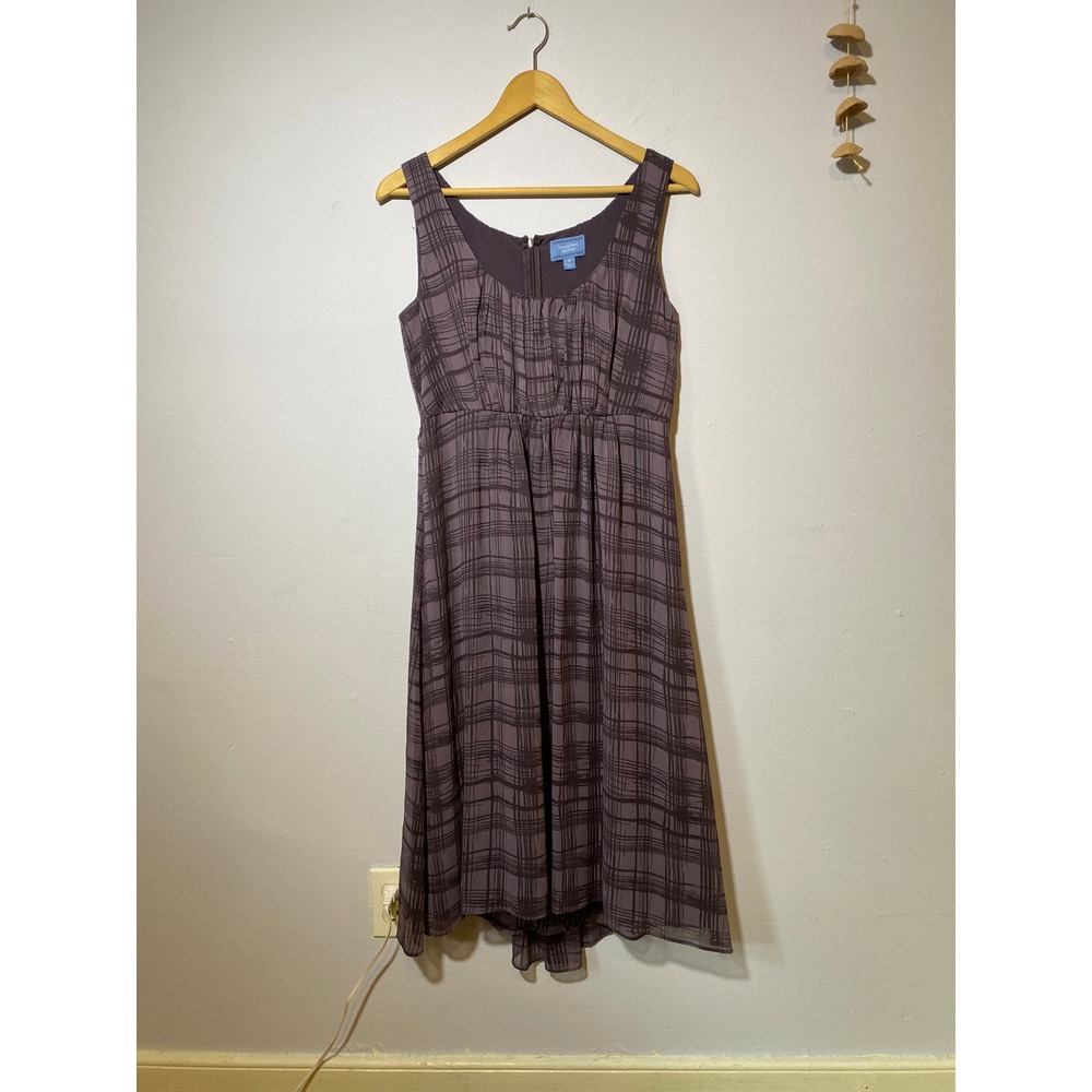 Purple Plaid Simply Vera Vera Wang Sleeveless High-Low Midi Dress (Womens 8)